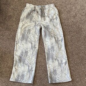 Wide Leg Grey and White Camo Print Sweatpants